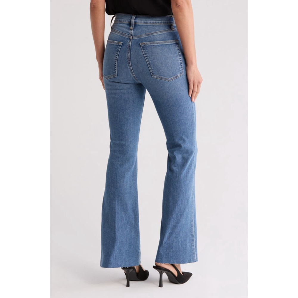 FRAME Flare Jeans Women’s Blue Size 26 Le Easy Raw Hem High-Rise Denim NWT - Picture 3 of 10